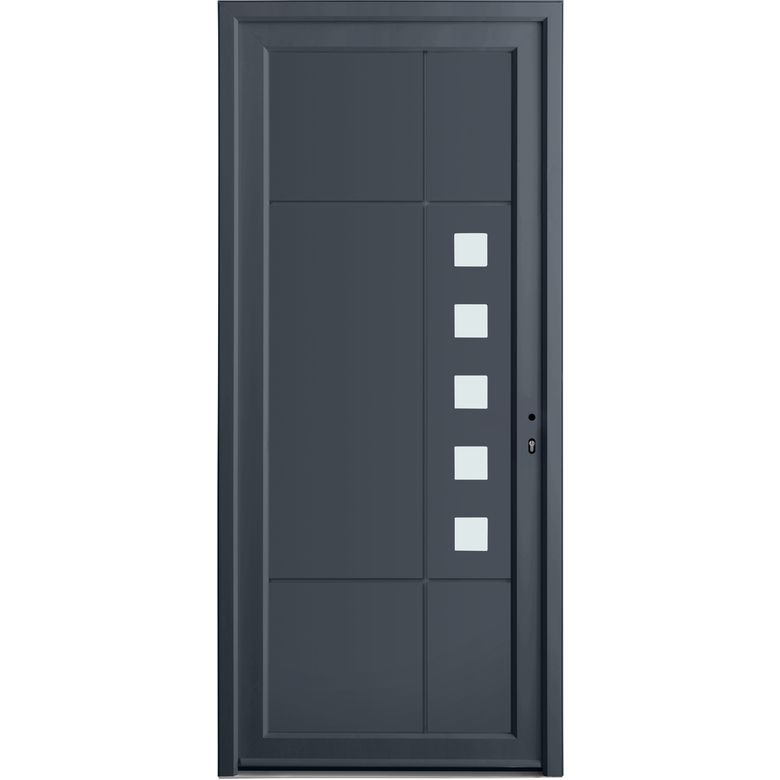 Porte d'entrée AUBIN PVC Gris/Blanc 215 x 90 cm - Lapeyre