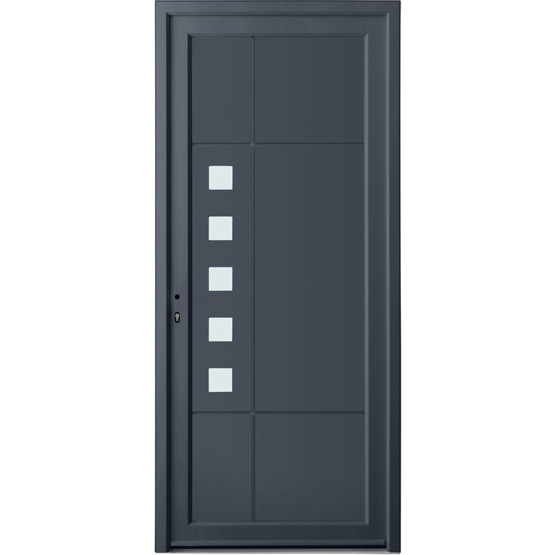 Porte d'entrée AUBIN PVC Gris/Blanc 215 x 90 cm