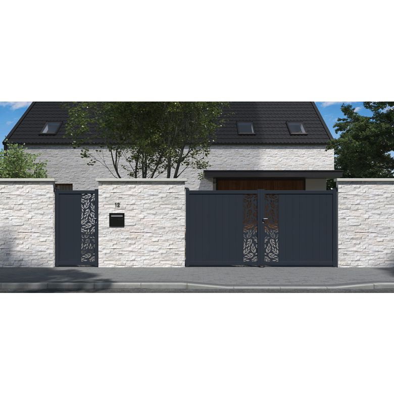 "Portail battant aluminium 180 cm décor orge blanc VICTORIN-Lapeyre"