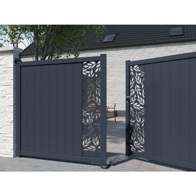 "Portail battant aluminium 180 cm décor orge blanc VICTORIN-Lapeyre"