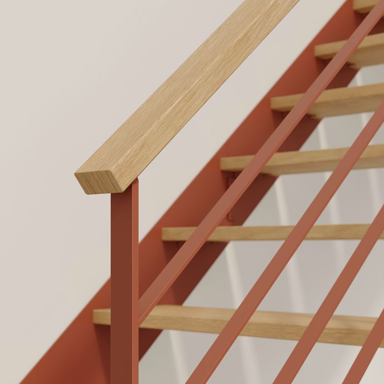 Escalier Estelle quart-tournant bas rampe Fera main bois