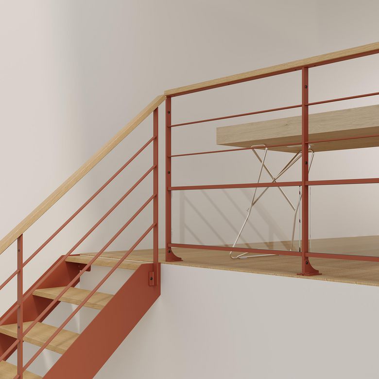 Escalier Estelle quart-tournant bas rampe Fera main bois