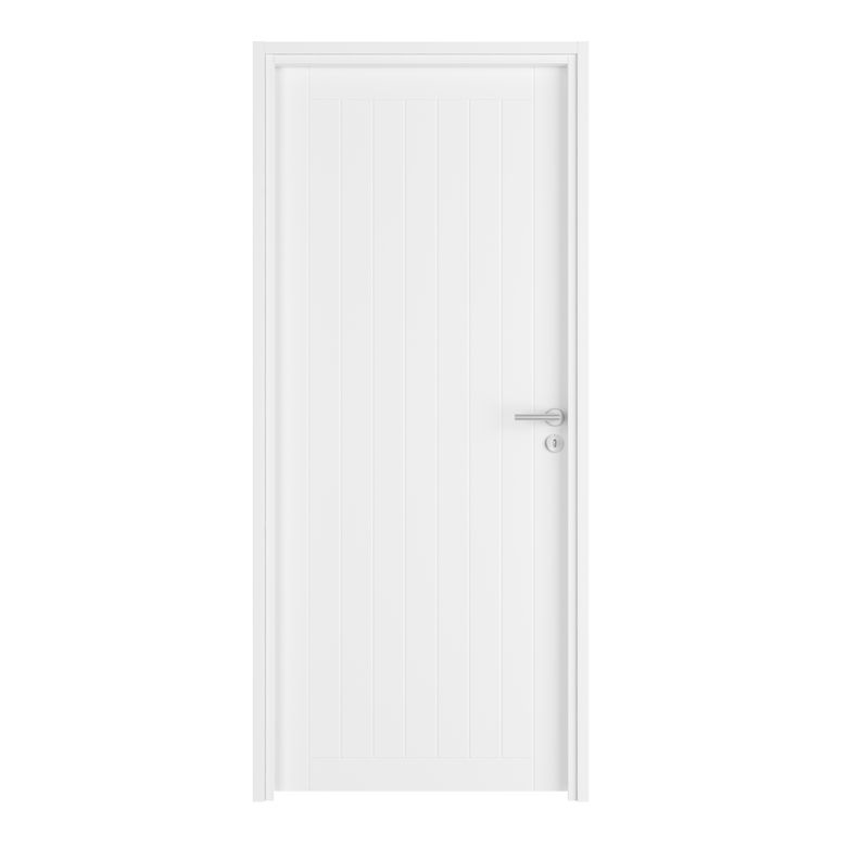 Bloc-porte fin de chantier blanc laqué VERTICALE| Lapeyre