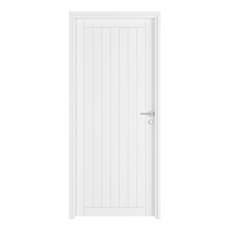 Bloc-porte fin de chantier thermique blanc laqué VERTICALE| Lapeyre