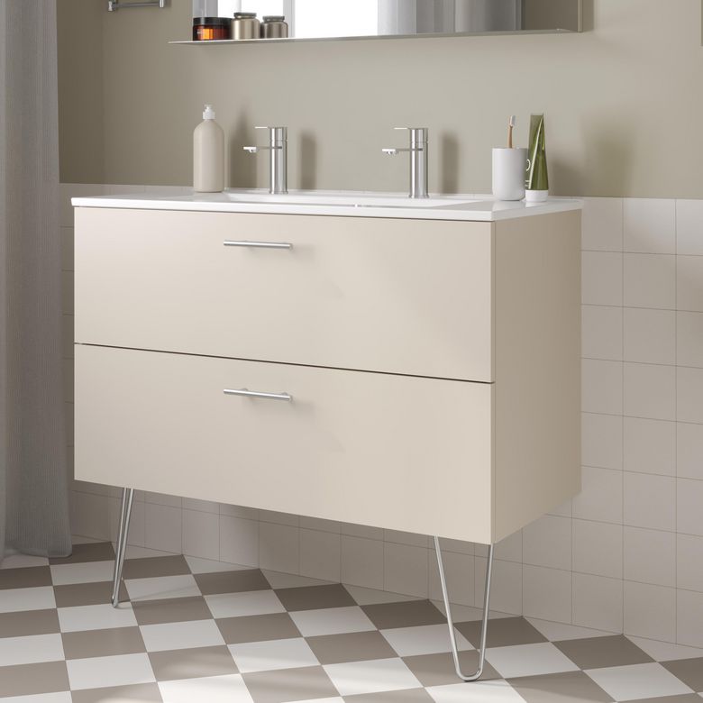 Sous vasque 2 tiroirs Formeo ivoire P H60xL100xP45.5 Main Image