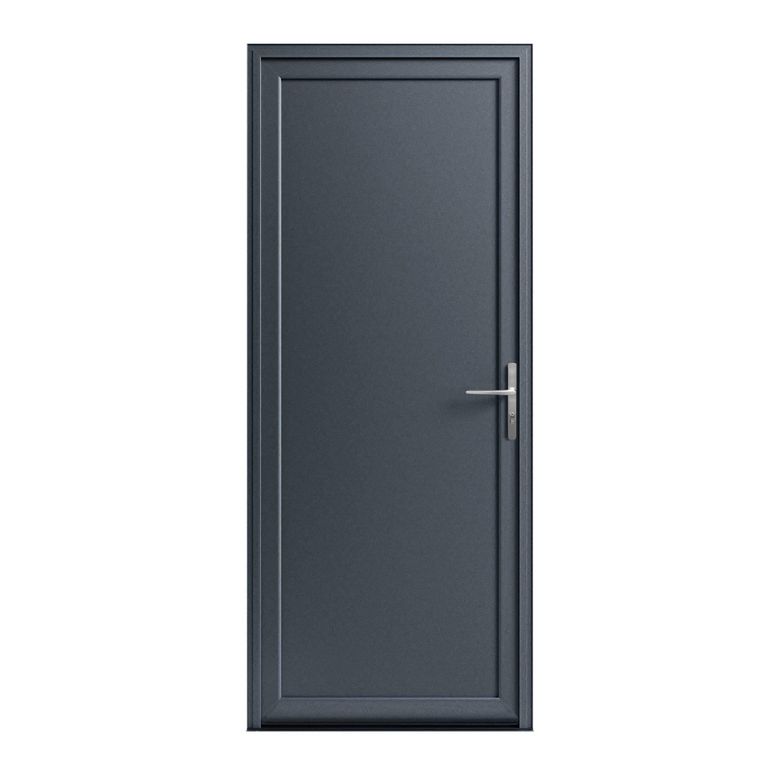 Porte service Alu AUXANNE Gris 7016 SAB + barillet + poignée H.200 x l.80 gauche Main Image