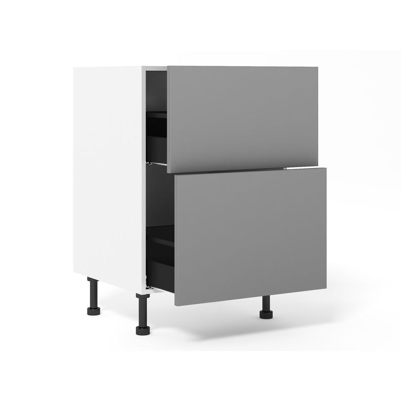 Meuble bas 2 tiroirs range-casseroles inégaux