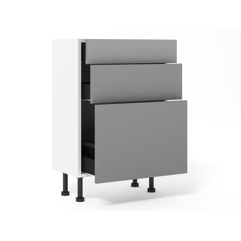 Meuble bas 1 casserolier + 2 tiroirs faible profondeur