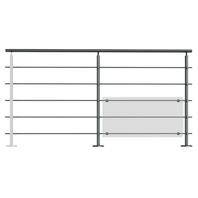 Balustrade Prestio en aluminium - Panneau en verre synthétique  -Lapeyre