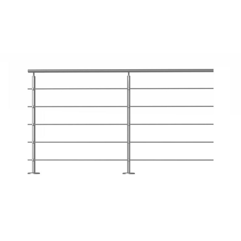 Pack 2m balustrade aluminium PRESTIO fixation à plat gris clair RAL 9006 sablé Main Image
