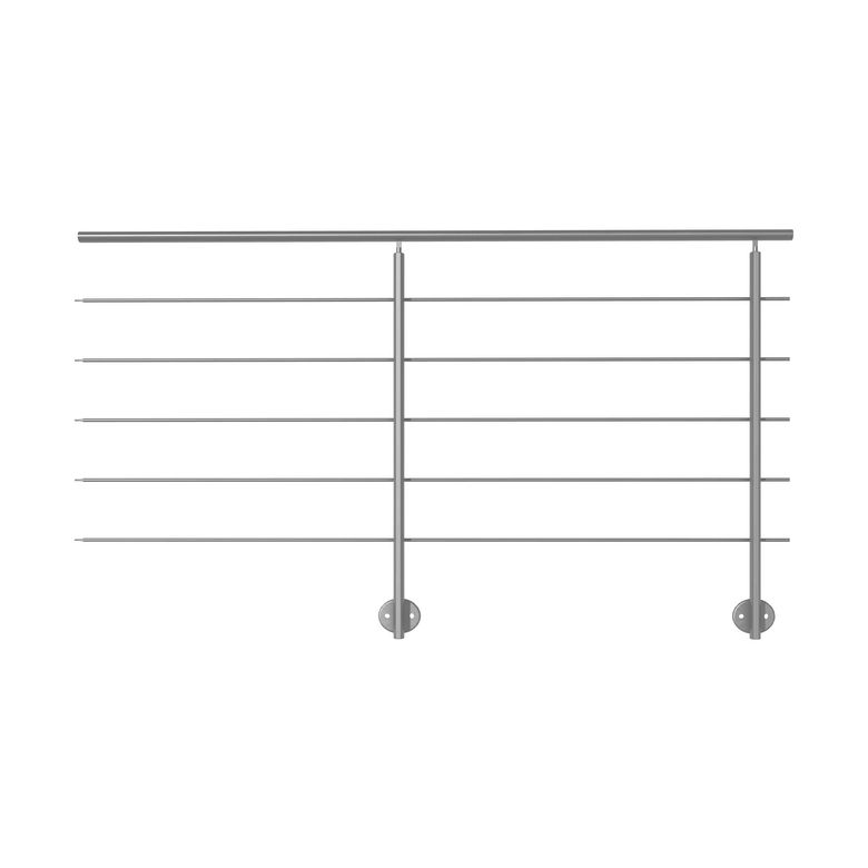 Pack 2m balustrade alu PRESTIO fixation latérale gris clair RAL 9006 sablé Main Image