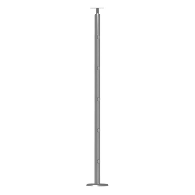 Poteau fixation à plat alu gris clair RAL 9006 sablé pour balustrade PRESTIO Main Image