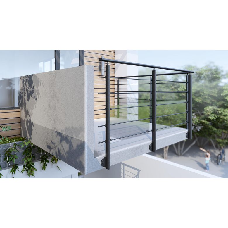 Balustrade Prestio en aluminium - Pack 2M fixation latérale -Lapeyre