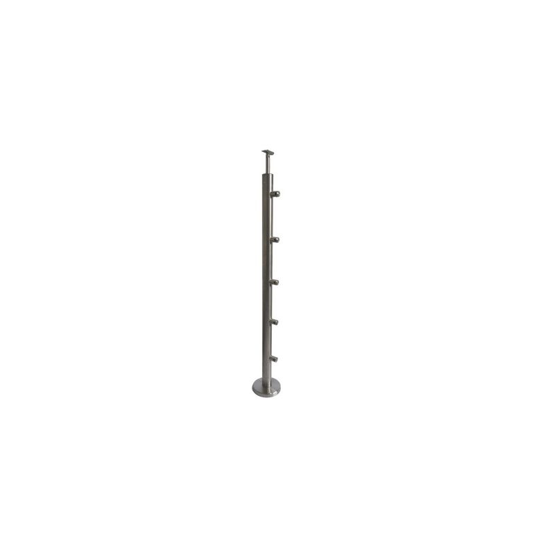 Poteau 5 tubes pose à plat pour balustrade INOCA en inox A4 (316) Main Image