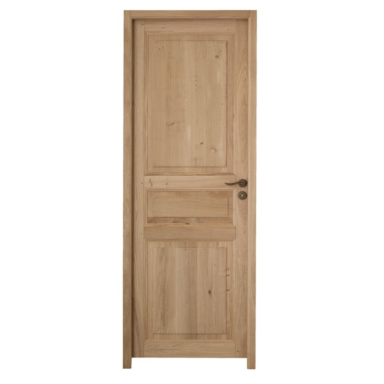 Bloc-porte MIRAMONT *** Chêne Brut - Menuisé - Huisserie 90 - H.204 x l.73 G Main Image