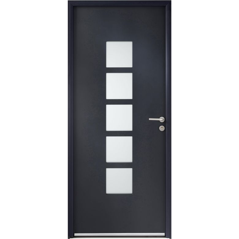 Porte d'entrée ** alu. LOISON G7016 SAB/B9016 SAT barillet+poignée IRIS 215x90 G Main Image