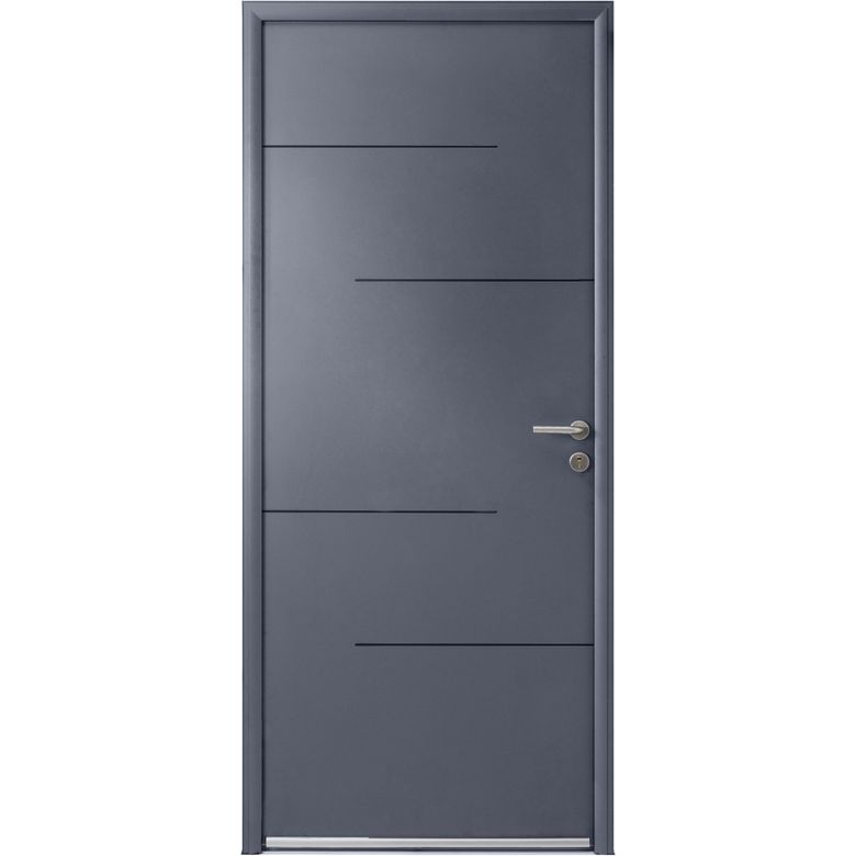 Porte d'entrée ** alu. LORRY G7016 SAB/B9016 SAT barillet+poignée IRIS 215x90 G Main Image