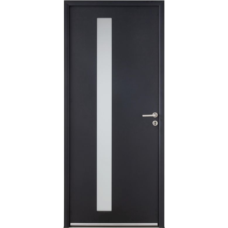 Porte d'entrée ** alu. SORBEY G7016 SAB/B9016 SAT barillet+poignée IRIS 215x90 G Main Image