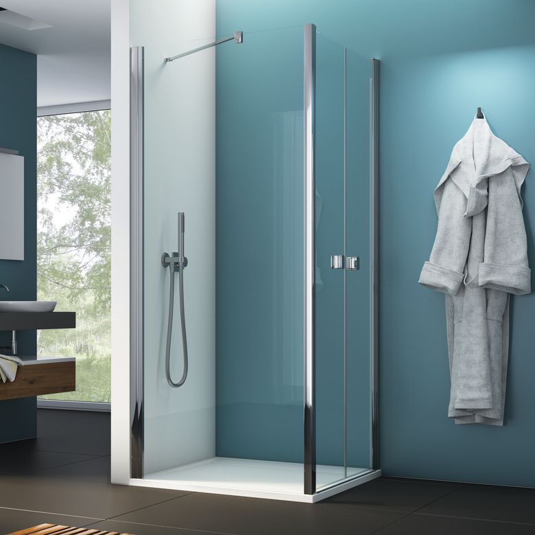 Paroi de retour OPURE Porte battante H.200xl.70 verre transp. Timeless chrome Main Image