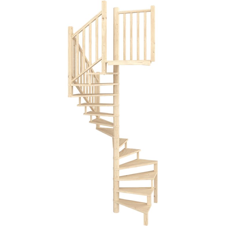Escalier Chorus 14 marches Sapin D.140 avec palier et rampe palière gauche Main Image