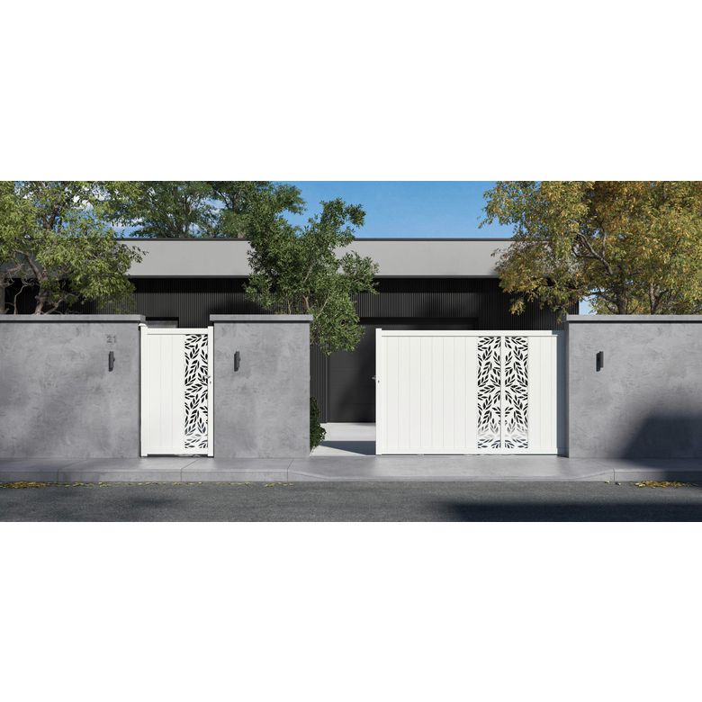 "Portail coulissant aluminium 178 cm décor orge blanc VICTORIN-Lapeyre"