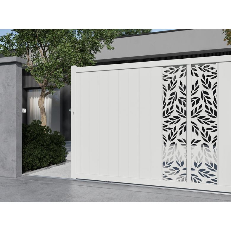 "Portail coulissant aluminium 178 cm décor orge blanc VICTORIN-Lapeyre"