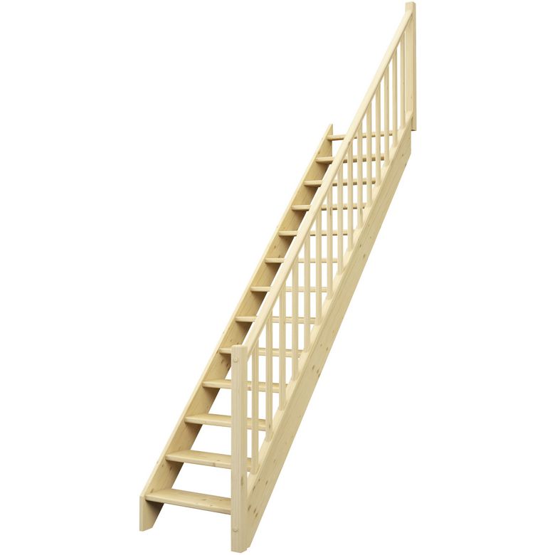 Escalier KINO DROIT sapin H.274 x Rec.243 avec rampe fuseau à Droite en KIT Main Image