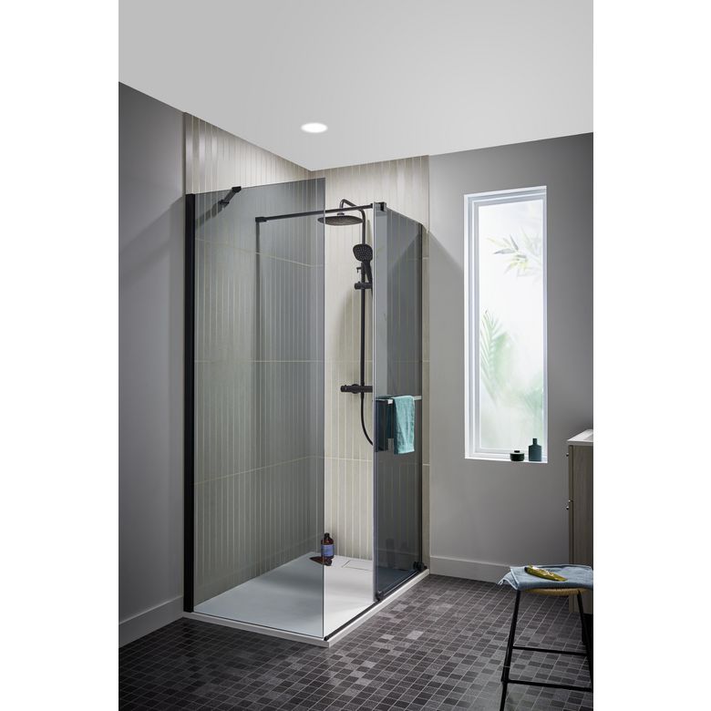 Porte de douche DORE couliss. H.200 x l.97/99 verre gris anticalcaire noir Main Image