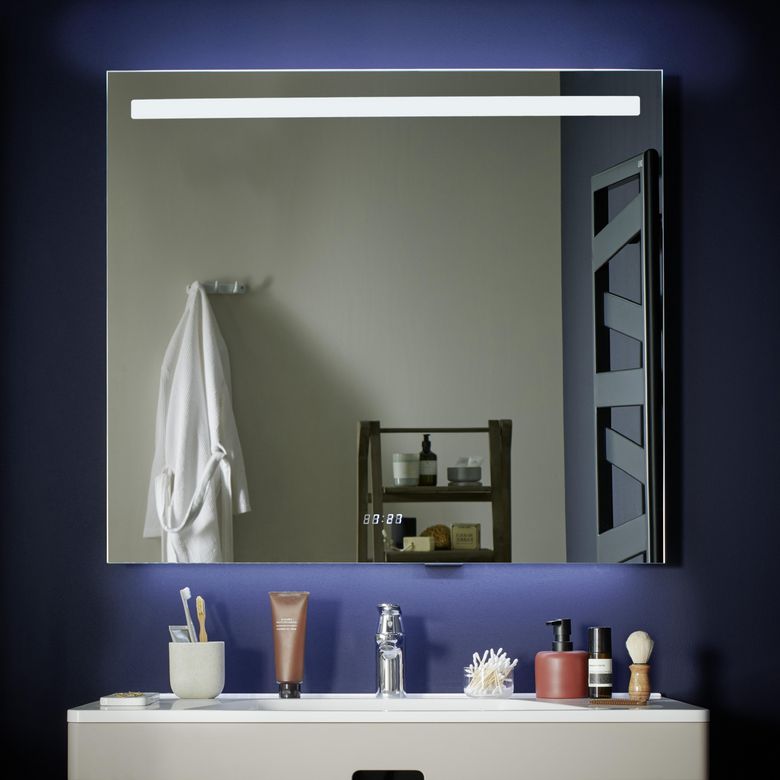 Miroir  de salle de bains lumineux bluetooth 90 cm DECIBEL - Lapeyre