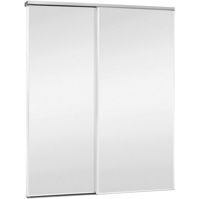 Portes de placard PACK 2 vantaux BASIC blanc veiné profil blanc H.250 x l.120 Main Image