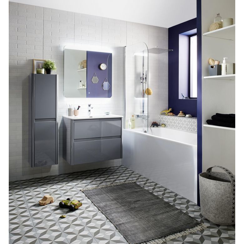 Miroir de salle de bains lumineux 80 cm KAPSUL - Lapeyre