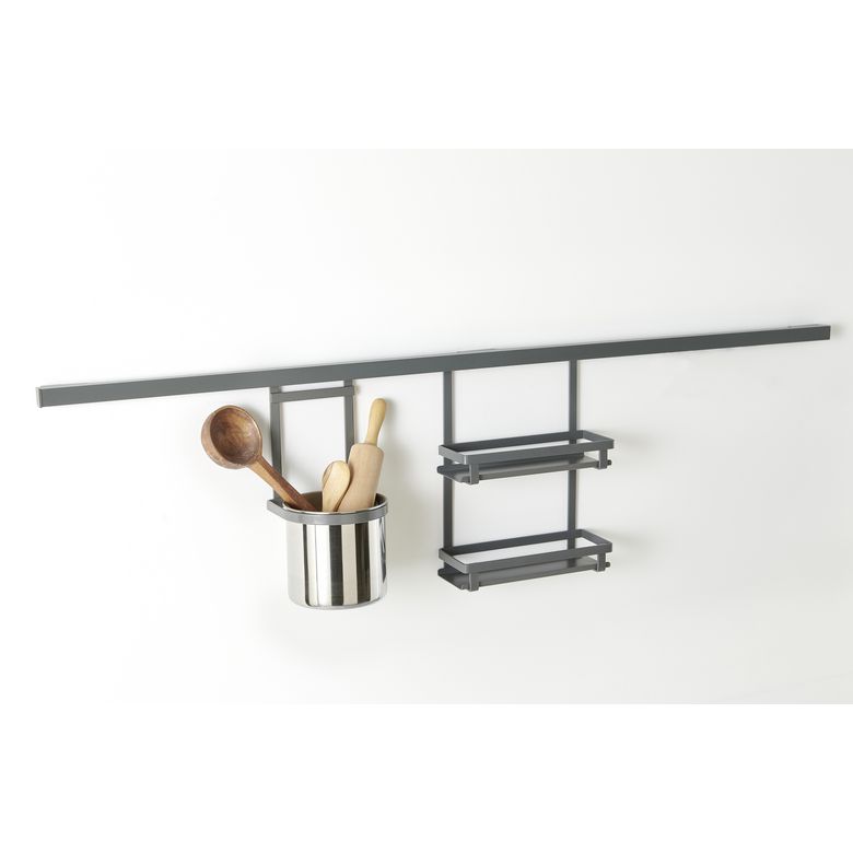 Barre de credence l.110 cm anthracite / porte couverts / étagères à épices Main Image