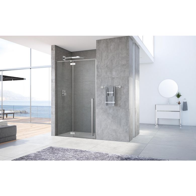 Porte de dche DURANCE pivotante 2P H.200 x l.90 verre transparent chrome Main Image