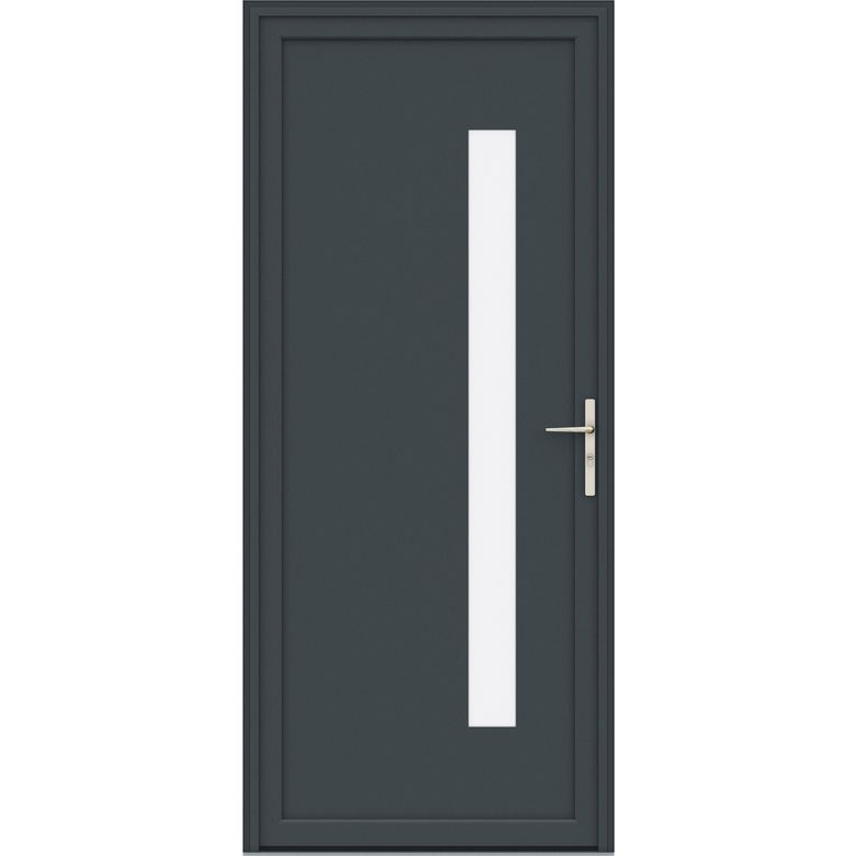 Porte d'entrée* Alu AUDA Gris 7016Sab.Vit.Dép+baril.+Poignée-Ud1,7-H.215 x l.90G Main Image