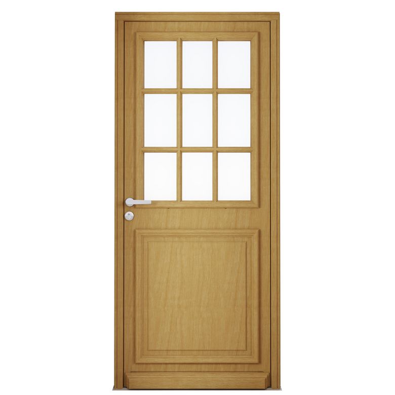 Porte d'entrée ANNE-PERRINE 9 carreaux  bois exotique -Lapeyre