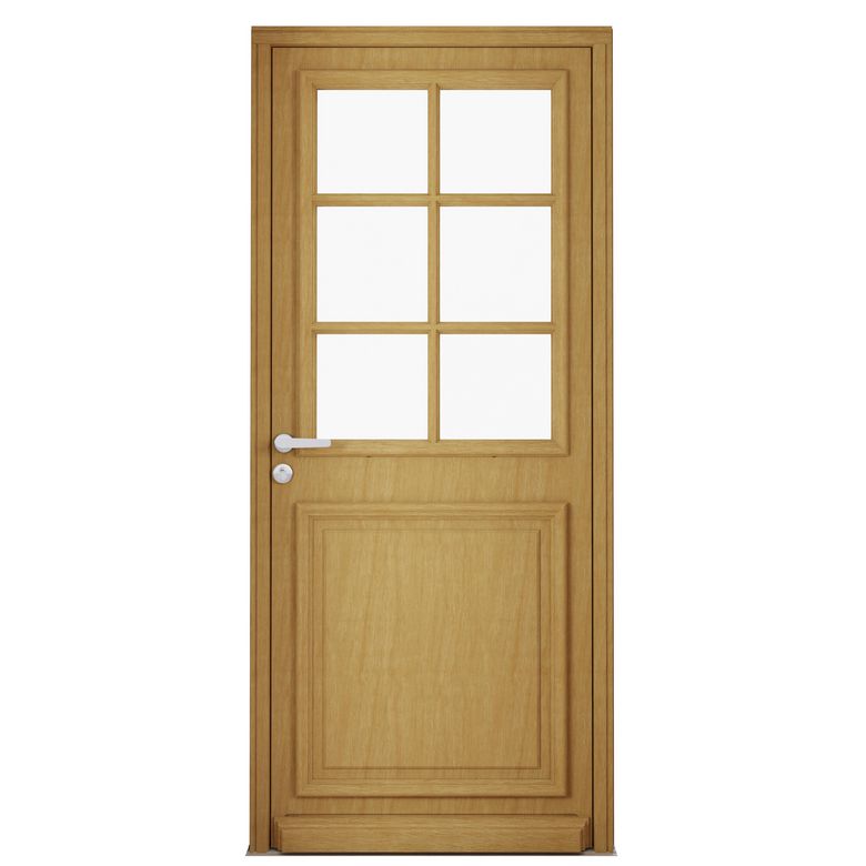 Porte d'entrée Anne-Perrine 6 carreaux bois exotique
