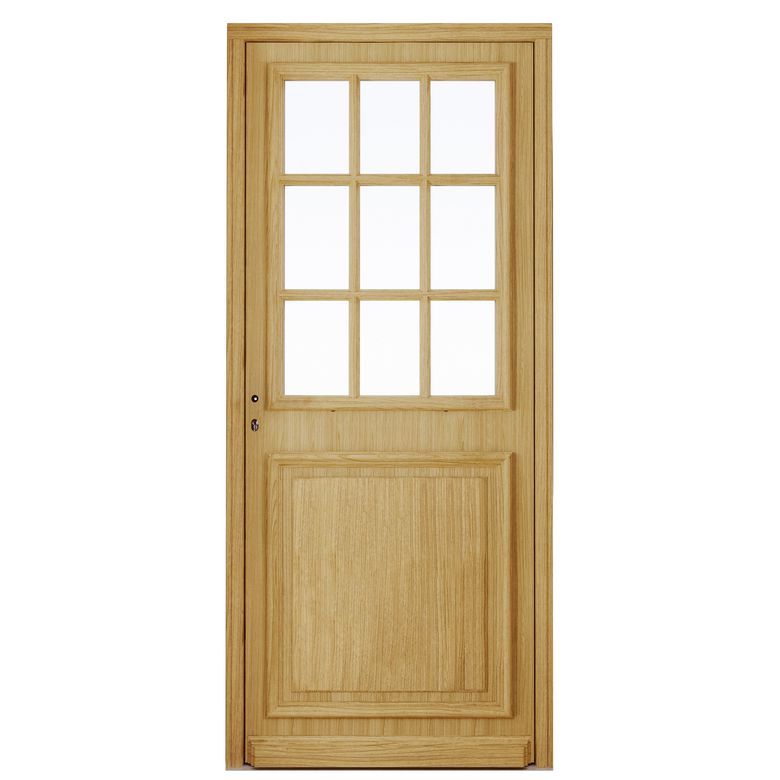Porte d'entrée Anne-Perrine Chêne 9 carreaux avec barillet