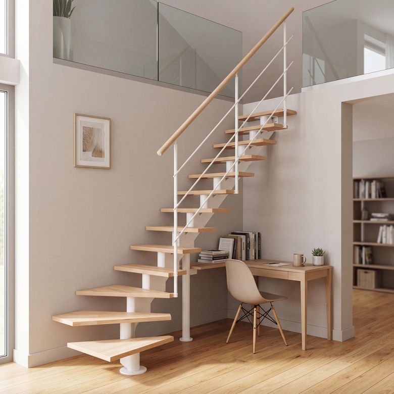 Echelle gain de place 1 QT bas London hêtre - Escaliers