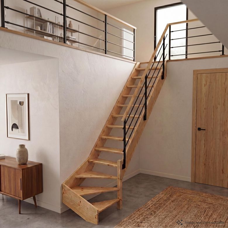 Escalier Aria Quart tournant bas rampe Evan-.Lapeyre