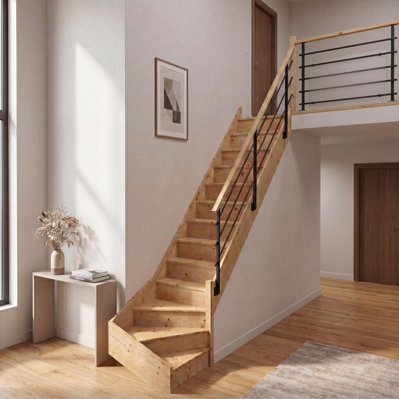 Escalier Faubourg Quart tournant bas rampe Evan-.Lapeyre