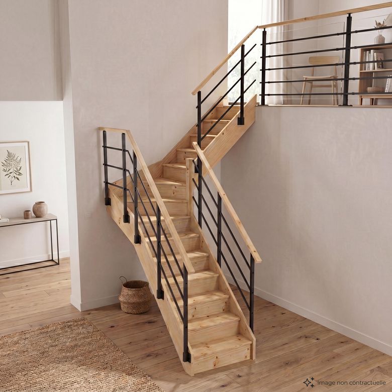 Escalier Faubourg Quart tournant intermédiaire rampe Evan-.Lapeyre