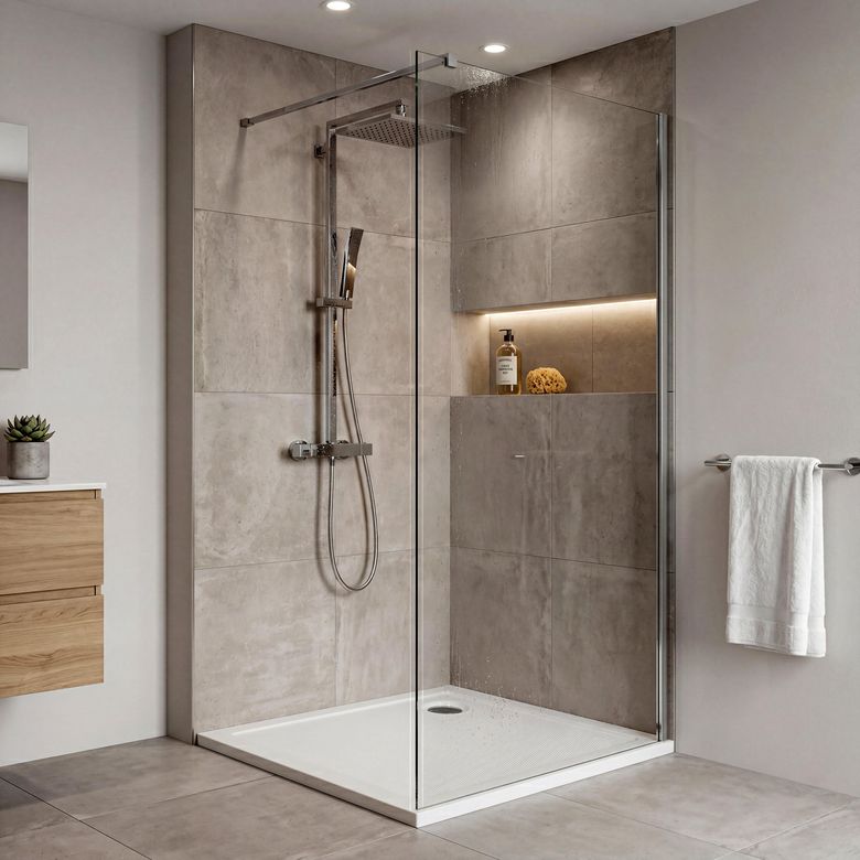 Receveur de douche carré résine MINERAL droit-Lapeyre