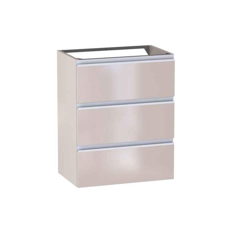 Meuble sous-vasque gain de place L.60 cm, 3 tiroirs, décor verni laqué FORMEO