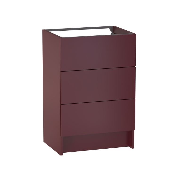 Meuble sous vasque reposant L.60 cm, 3 tiroirs, décor verni laqué FORMEO