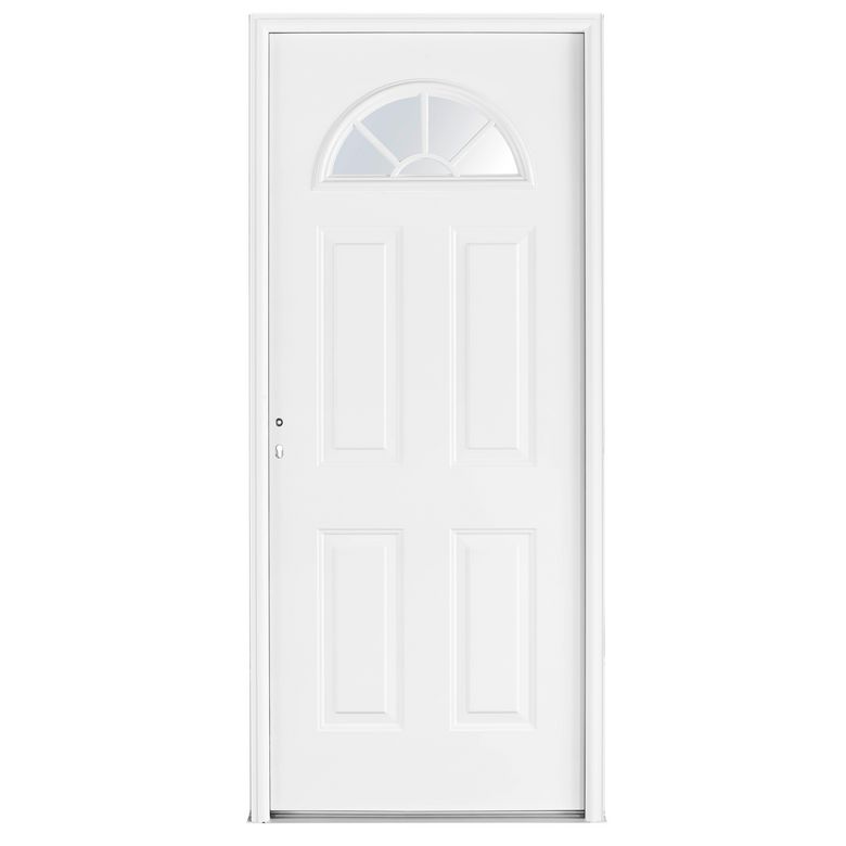 Porte d'entrée * acier dormant alu. CHARLOTTE BLC +barillet H.215 x l.90 G Main Image