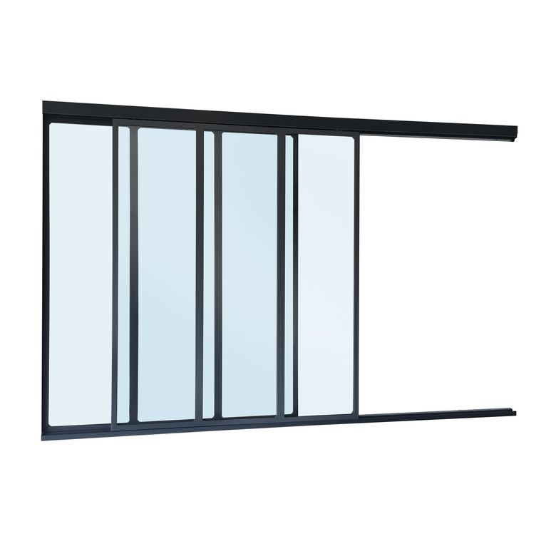 Verrière CREATIVE coulis.3x3 vit (1 fixe,1 coul.) H127xl.198 cm noir 9005S Main Image