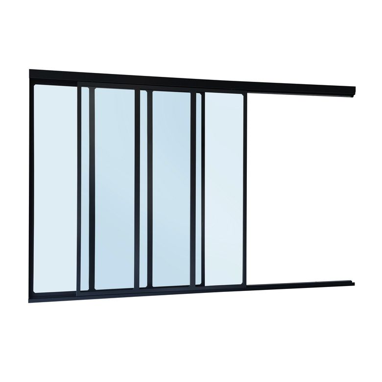 Verrière CREATIVE coulis.3x3 vit (1 fixe,1 coul.) H127xl.198 cm noir STD 9005 Main Image