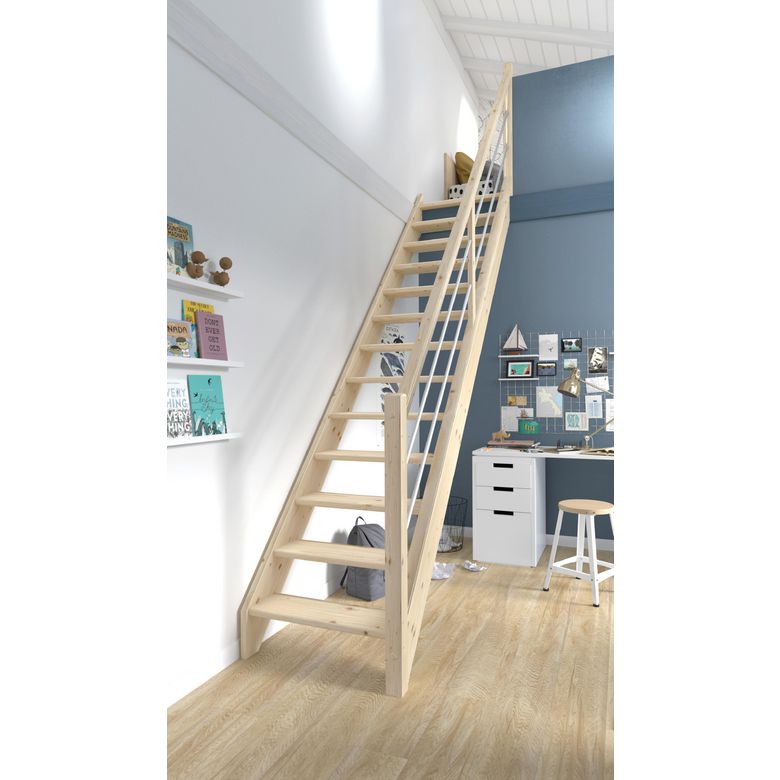 Escalier Ludo droit avec rampe - Lapeyre