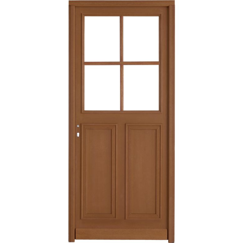 Porte d'entrée* bois exo CHAMBON 4 carreaux+barillet 30x35 - H.215 x l.90 droite Main Image