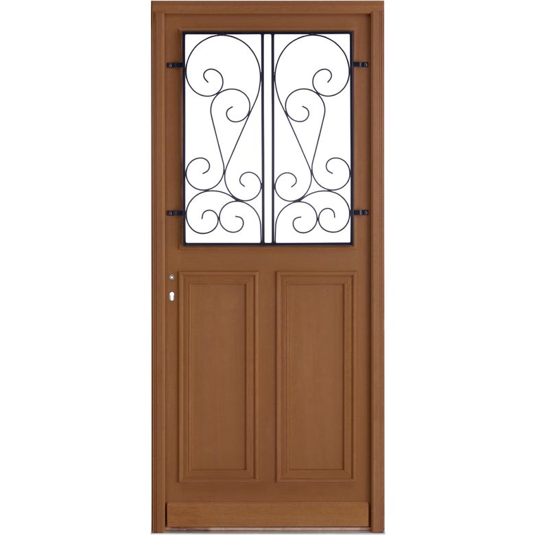 Porte d'entrée* bois exo CHAMBON avec grille VALLIERE H.215 x l.90 droite Main Image